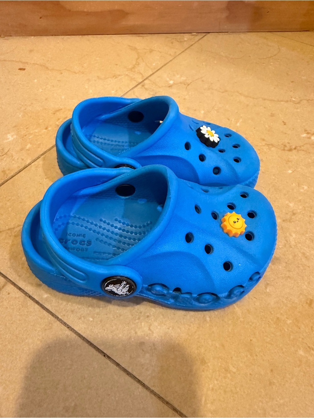 CROCS Kids Bright Blue Slip-On Clogs with Charm Accents